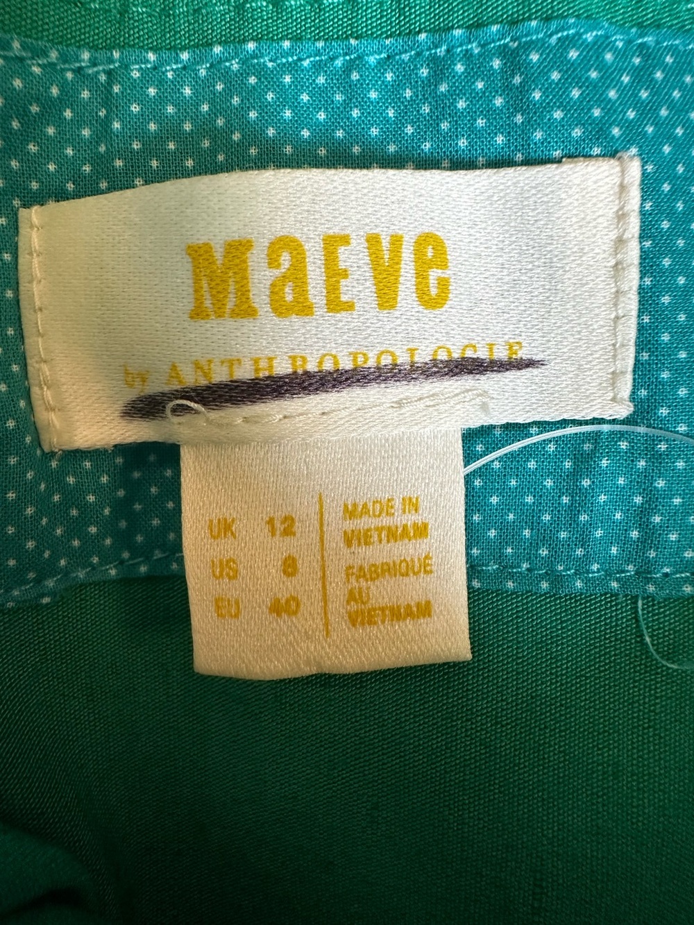 MAEVE ANTHROPOLOGIE GREEN BUTTON FRONT MIDI DRESS SZ 8 BROKEN ZIPPER AS IS - Picture 12 of 13